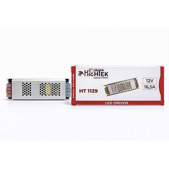 12V 16.5A Metal Ultra Slim Kasa LED Trafosu Adaptör | 200W Güç Kaynağı
