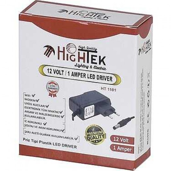 12V 1A Adaptör 5.5x2.5mm Jaklı Güç Adaptörü | Modem, Kamera ve LED Uyumlu 12V 1A Adaptör 5.5x2.5mm Jaklı Güç Adaptörü | Modem, Kamera ve LED Uyumlu