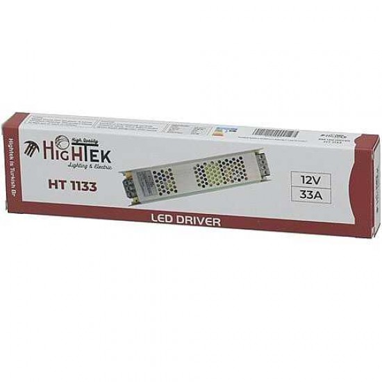 12V 33A Metal Slim Kasa Adaptör | 400W Güç Kaynağı LED Trafo