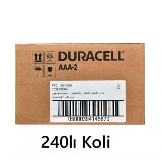 240lı Koli Duracell Simply AAA Alkalin İnce Pil Toptan Satış 240lı Koli Duracell Simply AAA Alkalin İnce Pil Toptan Satış
