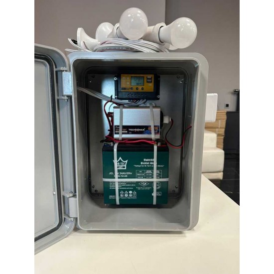 24Ah Jel Akülü Taşınabilir Güneş Enerji Sistemi 600W İnvertörlü Hobi Bahçesi Konteyner Dağ Evi Solar Set