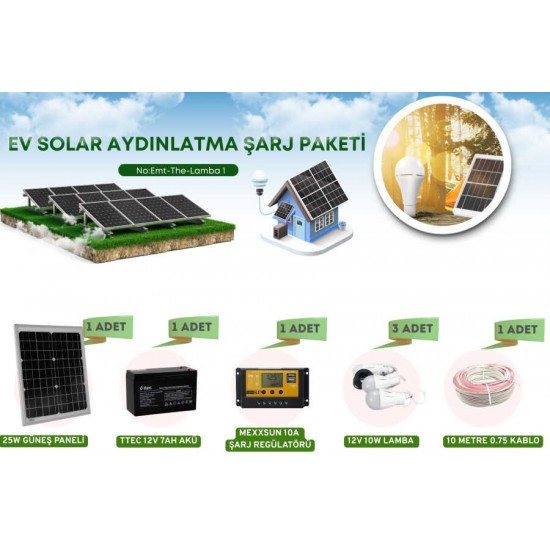 25 Watt Monokristal Panelli Güneş Enerji Seti 2 Ampüllü Solar Aydınlatma Ve Telefon Şarj 25 Watt Monokristal Panelli Güneş Enerji Seti 2 Ampüllü Solar Aydınlatma Ve Telefon Şarj