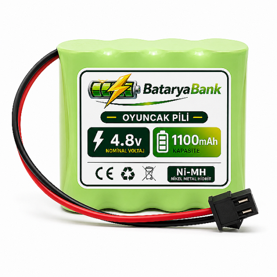4.8V 1100mAh Oyuncak Araba Pili Siyah Soketli Şarjlı Batarya
