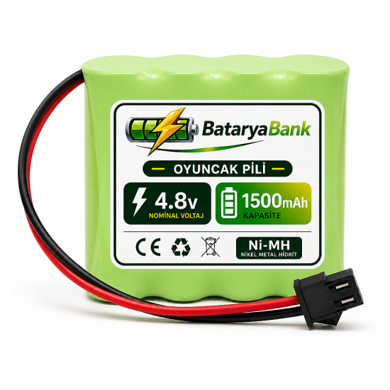 4.8V 1500mAh Oyuncak Araba Pili – Ni-MH Şarjlı Batarya Siyah Soketli Yüksek Performans