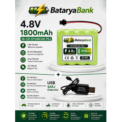 4.8V 1800mAh Oyuncak Araba Pili Bataryası Siyah Soket + USB Şarj Cihazı Seti 4.8V 1800mAh Oyuncak Araba Pili Bataryası Siyah Soket + USB Şarj Cihazı Seti