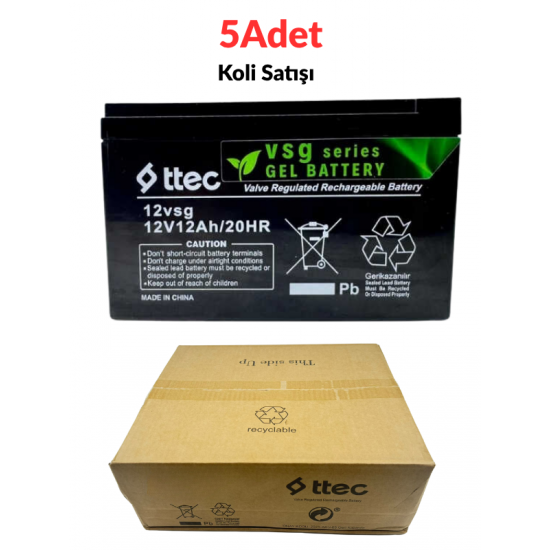 5 Adet Ttec 12V 12AH Jel Akü Yeni Üretim Jel Sistem 5 Adet Ttec 12V 12AH Jel Akü Yeni Üretim Jel Sistem