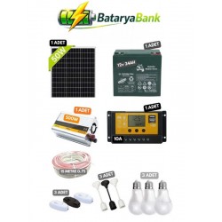 50W Güneş Paneli Seti 12V 24Ah Jel Akü TV Çalıştırma Bağ Evi Yayla Karavan Solar Sistem