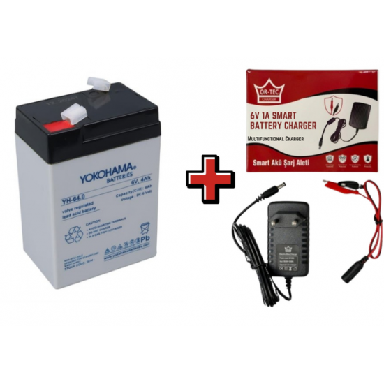 6V 4AH Akü ve Akü Şarj cihazı 1A