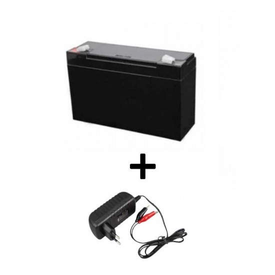6V 7Ah Akü + 6V Şarj Cihazı Seti Oyuncak Araba Uyumlu Şarjlı Akü Seti