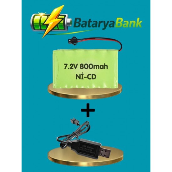 7.2V 800mAh Siyah Soketli Oyuncak Araba Pili + USB Şarj Cihazı RC Araç Pil Seti 7.2V 800mAh Siyah Soketli Oyuncak Araba Pili + USB Şarj Cihazı RC Araç Pil Seti