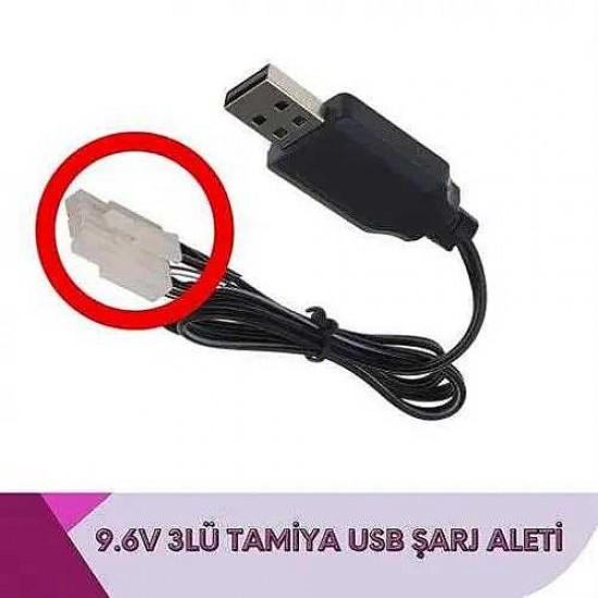 9.6V 3’lü Tamiya Oyuncak Araba Şarj Cihazı | RC Araba Batarya Şarj Adaptörü