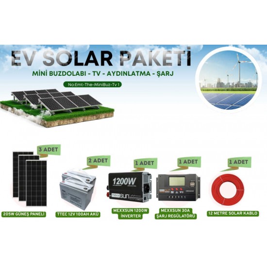 Bağ Evi Karavan Mini Buzdolabı Tv Aydınlatma Solar Paket 3kwp