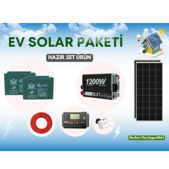 Bağ Evi Solar Paketi 1200w Sinüs Inverter 205w Güneş Paneli 100ah Jel Akü Bağ Evi Solar Paketi 1200w Sinüs Inverter 205w Güneş Paneli 100ah Jel Akü
