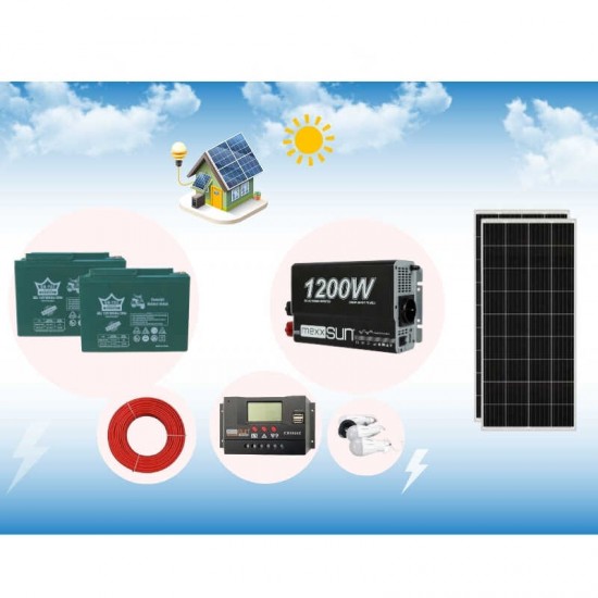 Bağ Evi Solar Paketi 1200w Sinüs Inverter 205w Güneş Paneli 100ah Jel Akü