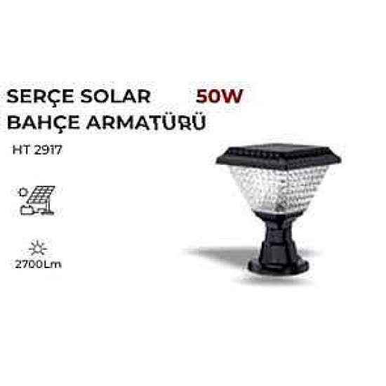 Beyaz Ledli Solar Bahçe Armatürü 50W | Güneş Enerjili Dış Mekan Aydınlatma