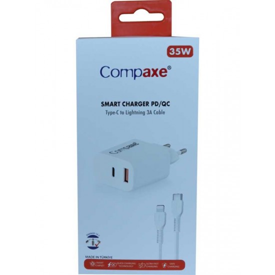 Compaxe Type-C ve USB Girişli + Type-C Lightning Şarj Kablolu Set CTA-350TI Compaxe Type-C ve USB Girişli + Type-C Lightning Şarj Kablolu Set CTA-350TI