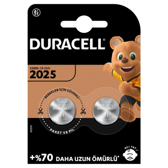 Duracell 2025 Lityum Düğme Pil 3V, 2'li Paket (CR2025) Duracell 2025 Lityum Düğme Pil 3V, 2'li Paket (CR2025)