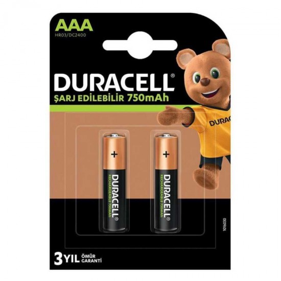 Duracell 750 mAh Şarj Edilebilir İnce Kalem Pil 2'li Duracell 750 mAh Şarj Edilebilir İnce Kalem Pil 2'li