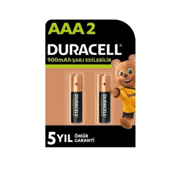 Duracell 900 mAh Şarjlı AAA İnce Kalem Pil 2'li Paket Duracell 900 mAh Şarjlı AAA İnce Kalem Pil 2'li Paket