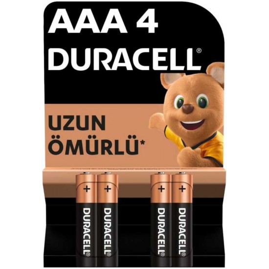 Duracell AAA İnce Alkalin Pil 4lü Blister