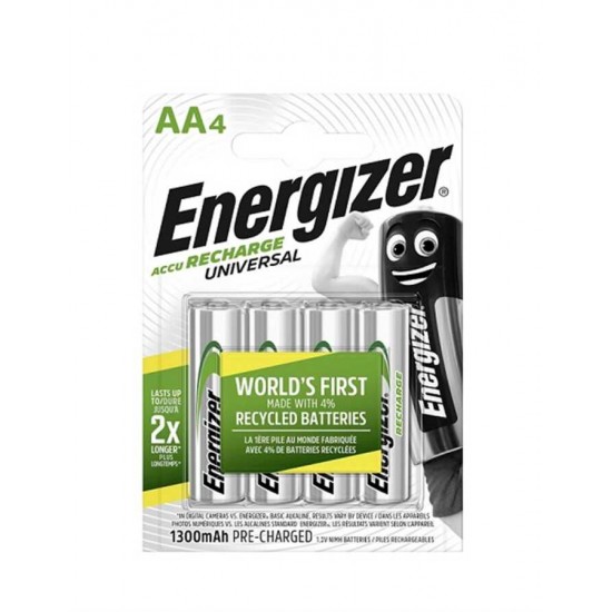 Energizer 1300mAh Şarjlı AA Kalem Pil 4'lü Blister Ambalaj Energizer 1300mAh Şarjlı AA Kalem Pil 4'lü Blister Ambalaj