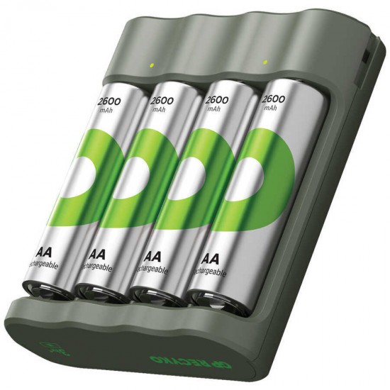 GP B441 USB Pil Şarj Cihazı 4 Adet 2600 AA Kalem Pilli Set GP B441 USB Pil Şarj Cihazı 4 Adet 2600 AA Kalem Pilli Set