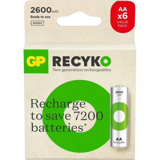 GP ReCyko 2600mAh 1.2 V Ni-MH 6'lı AA Kalem Şarjlı Pil GP ReCyko 2600mAh 1.2 V Ni-MH 6'lı AA Kalem Şarjlı Pil