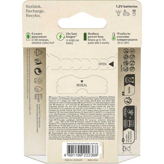 GP ReCyko 950 mAh 1.2 V Ni-MH 6'lı AAA İnce Kalem Şarjlı Pil GP ReCyko 950 mAh 1.2 V Ni-MH 6'lı AAA İnce Kalem Şarjlı Pil