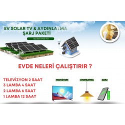 Güneş Enerjisi Aydınlatma - Tv Paketi 500w Inverter 50w Güneş Paneli 24ah Jel Akü