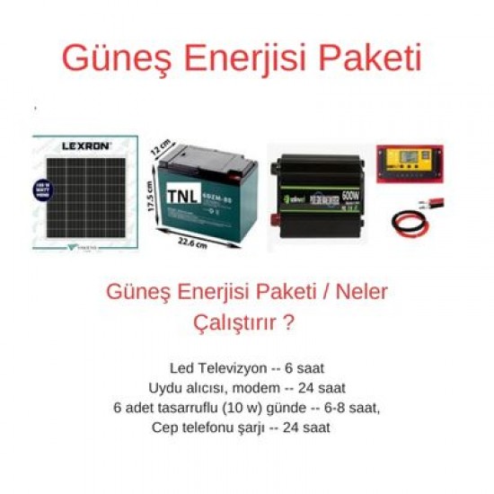 Güneş Enerjisi Paketi / Günlük 1 Kw Enerji YAZ KULLANIM Güneş Enerjisi Paketi / Günlük 1 Kw Enerji YAZ KULLANIM