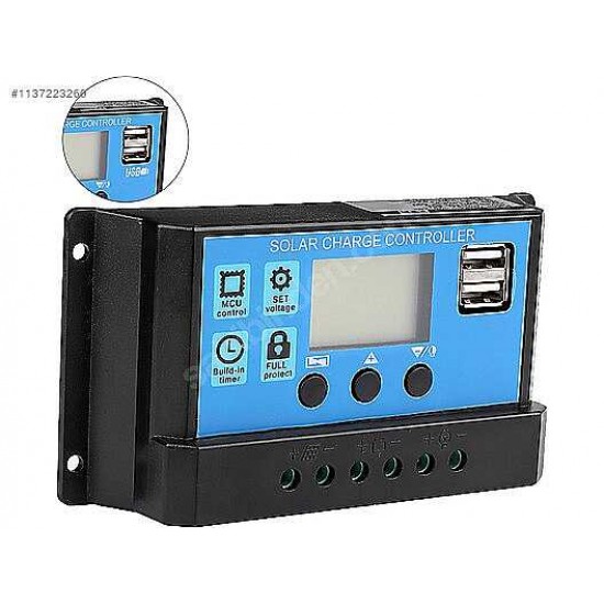 Hightek 12V/24V 10A Solar Şarj Kontrol Cihazı PWM Akü Şarj Regülatörü LCD Ekranlı Hightek 12V/24V 10A Solar Şarj Kontrol Cihazı PWM Akü Şarj Regülatörü LCD Ekranlı