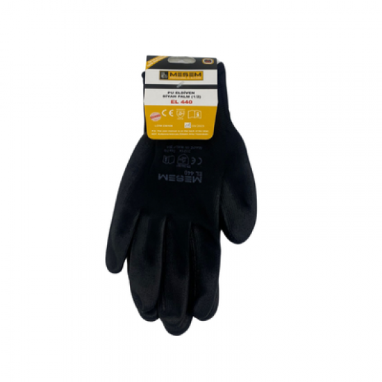Meşem Pu Eldiven Siyah Palm 1/2 - 7 size