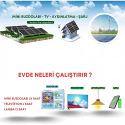 Mini buzdolabı, LED TV, aydınlatma Güneş Enerji Sistemi