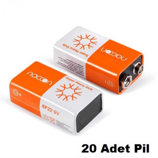 Naccon 9v Çinko Karbon Pil 20li Shrink Ambalaj Naccon 9v Çinko Karbon Pil 20li Shrink Ambalaj