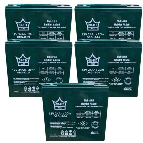 Ortec 12V 24AH Elektrikli Motosiklet Aküsü 5'li Set Ortec 12V 24AH Elektrikli Motosiklet Aküsü 5'li Set