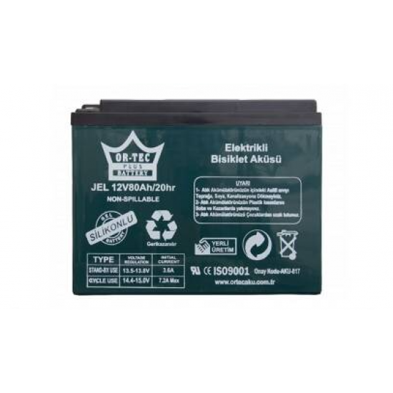 Ortec 12v 80ah Jel Elektrikli Bisiklet Aküsü Yatık Ortec 12v 80ah Jel Elektrikli Bisiklet Aküsü Yatık