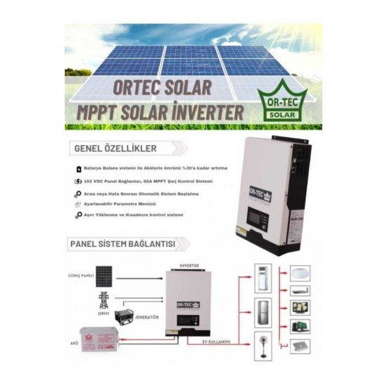 Ortec Solar 24V 3KW/3000VA MPPT Tam Sinüs Akıllı İnverter Ortec Solar 24V 3KW/3000VA MPPT Tam Sinüs Akıllı İnverter