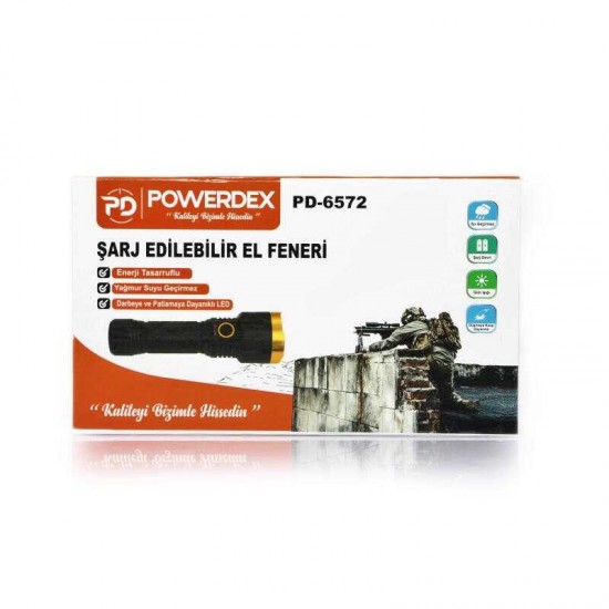 Powerdex PD-6572 Şarjlı Su Geçirmez El Feneri Powerdex PD-6572 Şarjlı Su Geçirmez El Feneri