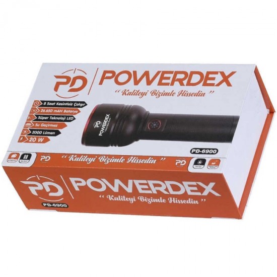 Powerdex PD-6900 20Watt 2000 Lümen Zoomlu Şarjlı El Feneri Powerdex PD-6900 20Watt 2000 Lümen Zoomlu Şarjlı El Feneri