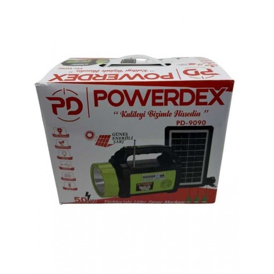 Powerdex Pd-9090 50W Güneş Enerjili Şarj Radyolu Avcı Kamp Feneri Powerdex Pd-9090 50W Güneş Enerjili Şarj Radyolu Avcı Kamp Feneri