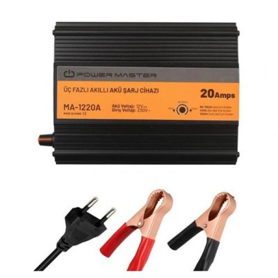 Powermaster MA-1220A 12 Volt 20 Amper Akıllı Akü Şarj Cihazı Powermaster MA-1220A 12 Volt 20 Amper Akıllı Akü Şarj Cihazı