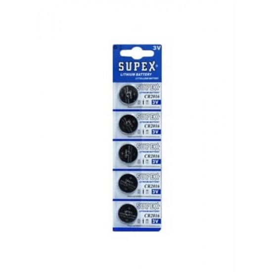 Supex CR2016 3v Lityum Para Pil 5li Blister Supex CR2016 3v Lityum Para Pil 5li Blister