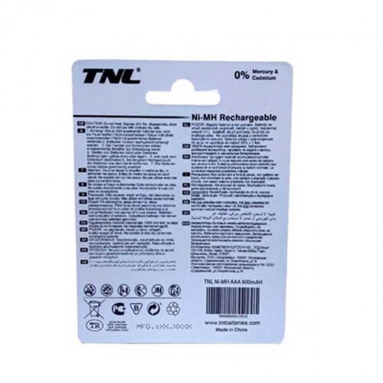 TNL 1.2v 600mah Şarj Edilebilir İnce Pil AAA TNL 1.2v 600mah Şarj Edilebilir İnce Pil AAA