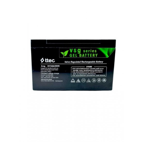 Ttec 6V 12A Jel Akü Bakım Gerektirmeyen Uzun Ömürlü Akü