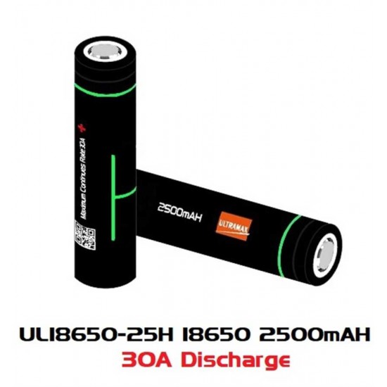 Ultramax 18650 2500mAH 30A Discharge Li-ion Başlıksız Şarj Edilebilir Pil Ultramax 18650 2500mAH 30A Discharge Li-ion Başlıksız Şarj Edilebilir Pil