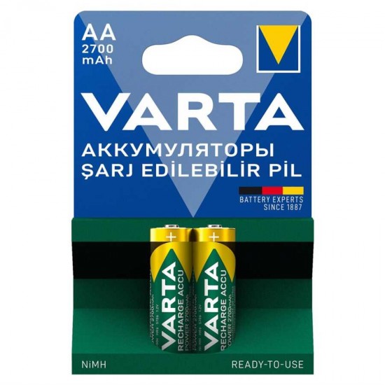 Varta 2700mAH 1.2v AA Şarjlı Kalem Pil 2li Blister Varta 2700mAH 1.2v AA Şarjlı Kalem Pil 2li Blister
