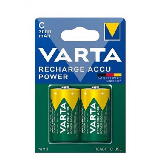 Varta 3000mAh 56714 Şarjlı C Size Orta Boy Pil 2li Blister Varta 3000mAh 56714 Şarjlı C Size Orta Boy Pil 2li Blister
