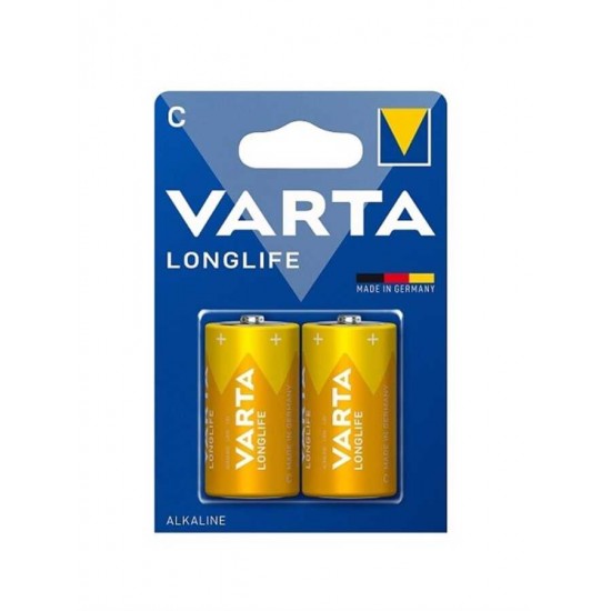 Varta Longlife Alkalin C Orta Boy 2'li Pil (Blister)