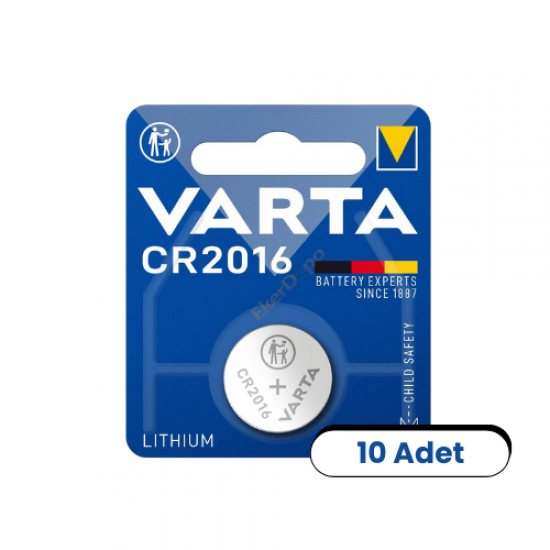 Varta CR2016 3V Lityum Düğme Pil 10 Adet (Blister) Varta CR2016 3V Lityum Düğme Pil 10 Adet (Blister)