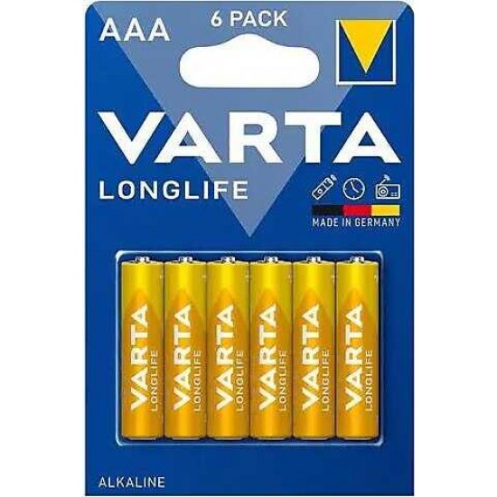 Varta Longlife Alkalin AAA İnce Kalem Pil 6'lı Paket (Blister)